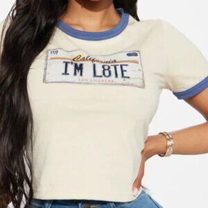 I'm L8TE Ringer Baby Tee